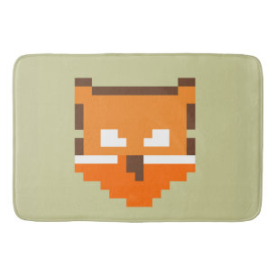 Cute pixeled fox face bath mat
