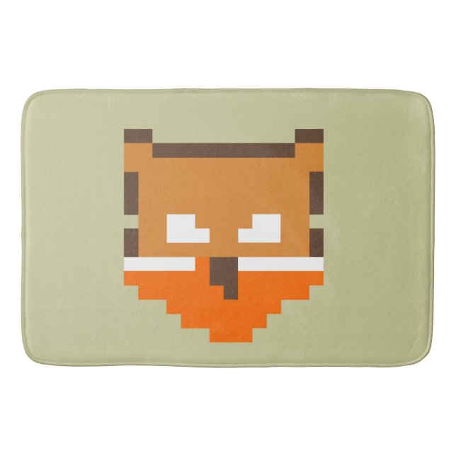 Cute pixeled fox face bath mat (Front)
