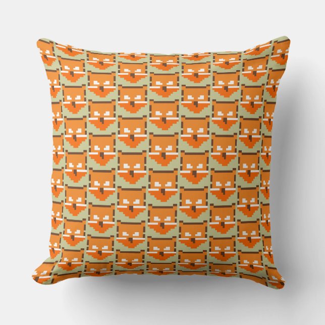 Cute pixeled fox face cushion (Front)