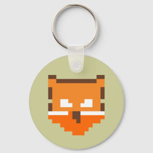 Cute pixeled fox face key ring