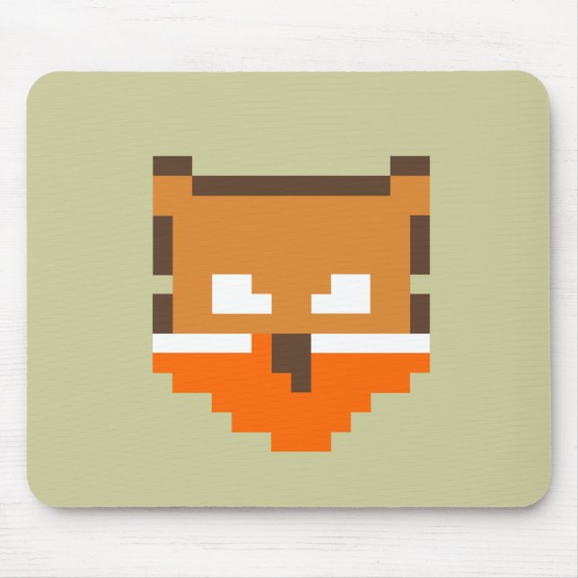 Cute pixeled fox face mouse pad (Front)