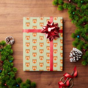 Cute pixeled fox face wrapping paper