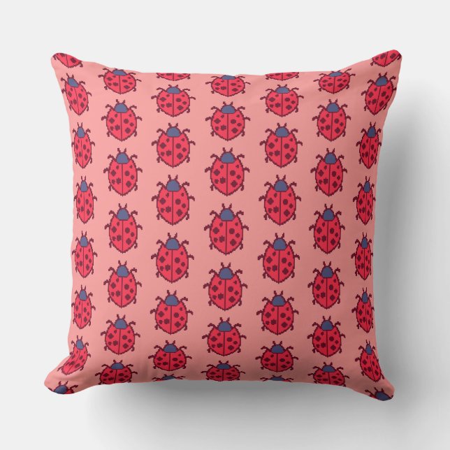 Cute pixeled ladybug insect  cushion (Front)
