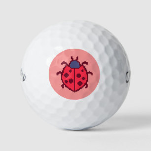 Cute pixeled ladybug insect  golf balls