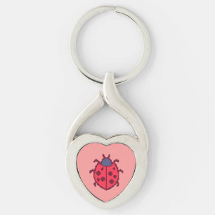 Cute pixeled ladybug insect  key ring