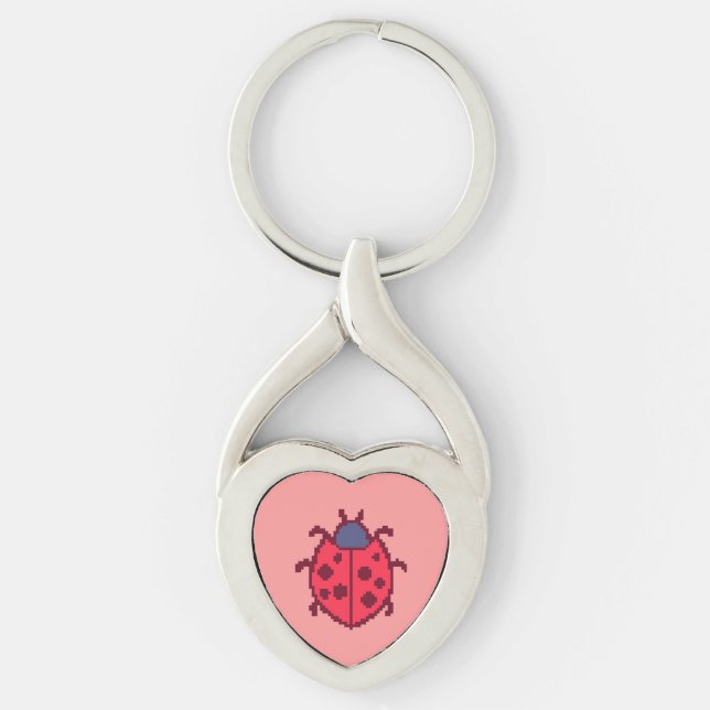 Cute pixeled ladybug insect  key ring (Front)