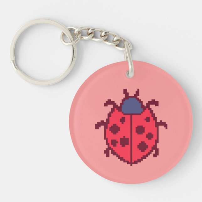 Cute pixeled ladybug insect  key ring (Front)