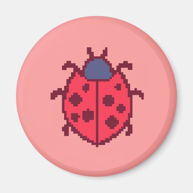 Cute pixeled ladybug insect  magnet (Front)