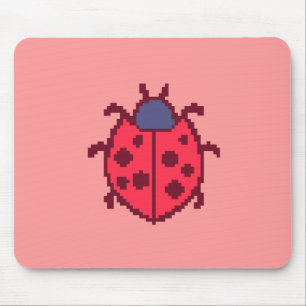 Cute pixeled ladybug insect  mouse pad