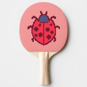 Cute pixeled ladybug insect  ping pong paddle