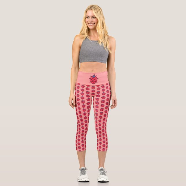 Cute pixeled ladybug insect  throw pillow capri leggings (Front)