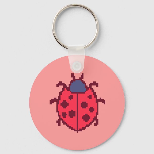 Cute pixeled ladybug insect  throw pillow key ring (Front)