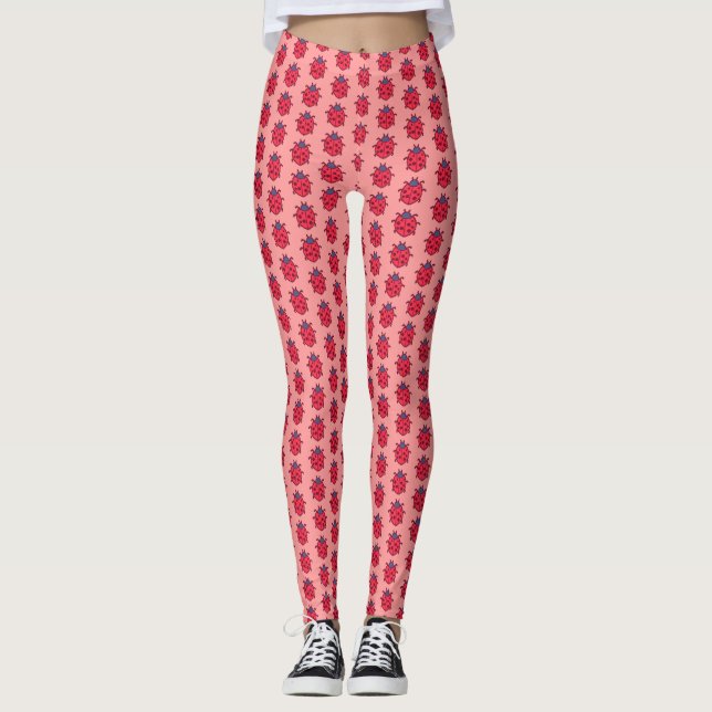 Cute pixeled ladybug insect  throw pillow leggings (Front)