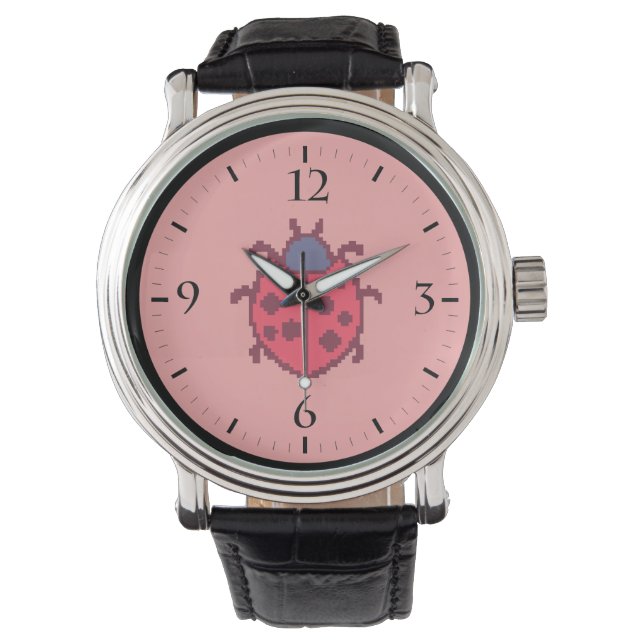 Cute pixeled ladybug insect  watch (Front)
