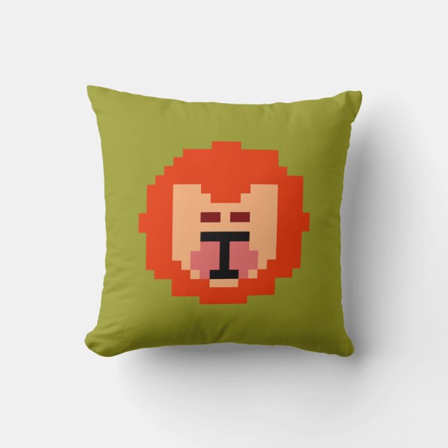 Cute pixeled lion face  cushion (Front)