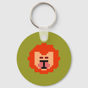 Cute pixeled lion face  key ring