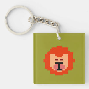 Cute pixeled lion face  key ring