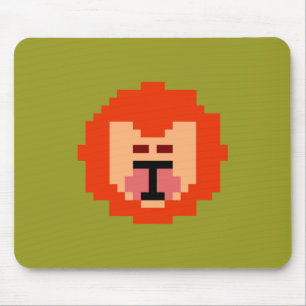 Cute pixeled lion face  throw pillow mouse pad