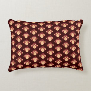 Cute pixeled monkey face decorative cushion