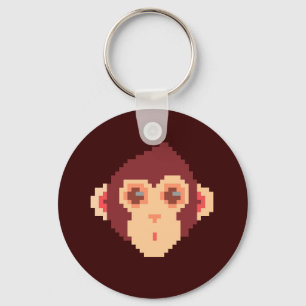 Cute pixeled monkey face notebook HP laptop skin Key Ring