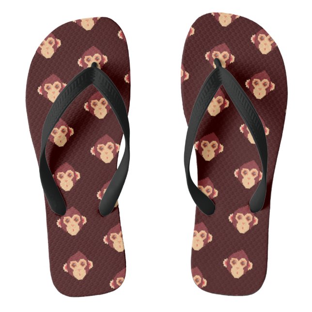 Cute pixeled monkey face notebook HP laptop skin Thongs (Footbed)