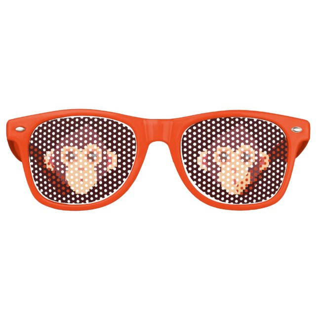 Cute pixeled monkey face retro sunglasses (Front)
