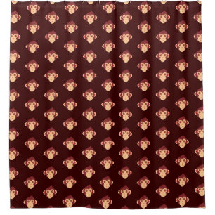 Cute pixeled monkey face shower curtain