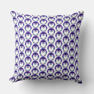 Cute pixeled penguin baby cushion