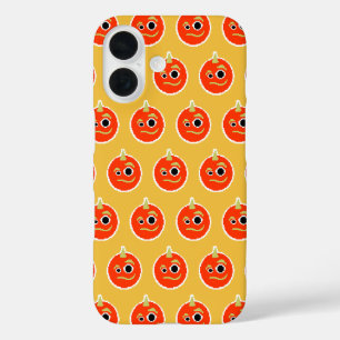 Cute pixled orange monster face iPhone 16 case