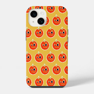 Cute pixled orange monster face iPhone 14 case