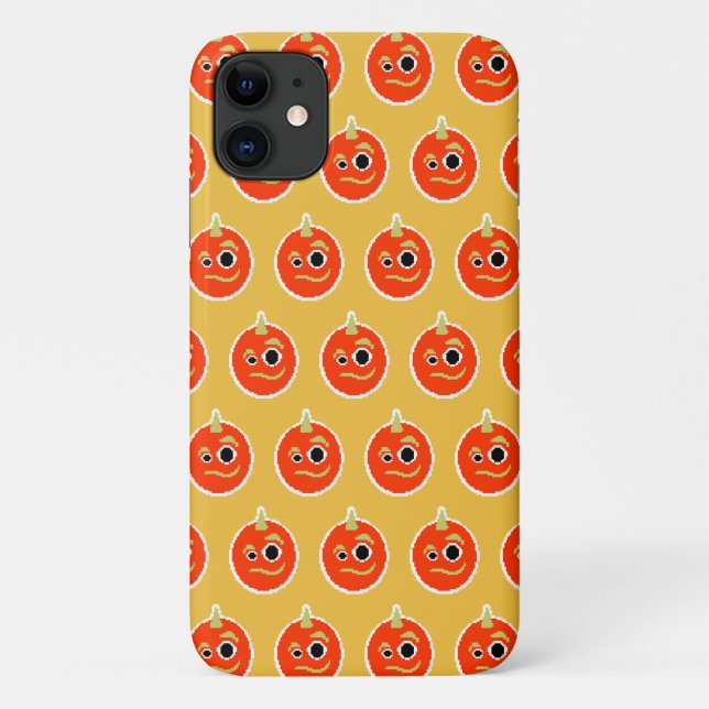 Cute pixled orange monster face  throw pillow Case-Mate iPhone case (Back)