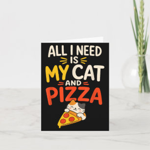 Cute Pizza And Cat Slice Pizza Card