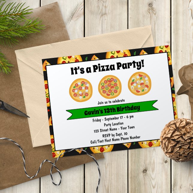 Cute Pizza Birthday Party Invitation (Creator Uploaded)