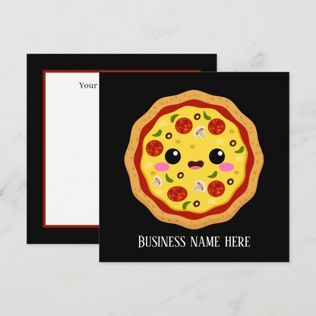 cute pizza business add information  (Front/Back)