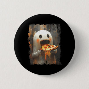 Cute Pizza Ghost Eating Pizza Funny Halloween Food 6 Cm Round Badge