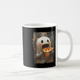 Cute Pizza Ghost Eating Pizza Funny Halloween Food Coffee Mug