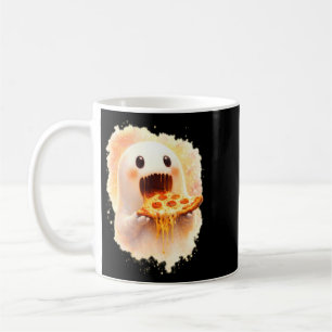 Cute Pizza Ghost Eating Pizza Funny Halloween Food Coffee Mug