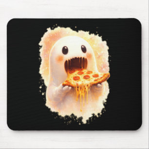 Cute Pizza Ghost Eating Pizza Funny Halloween Food Mouse Pad