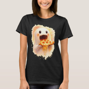 Cute Pizza Ghost Eating Pizza Funny Halloween Food T-Shirt
