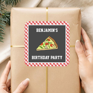Cute Pizza Kids Birthday Party Favour Sticker