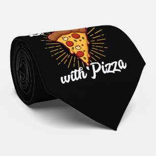 cute pizza life word art  tie