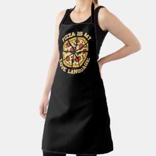 Cute pizza love language word art home kitchen apron