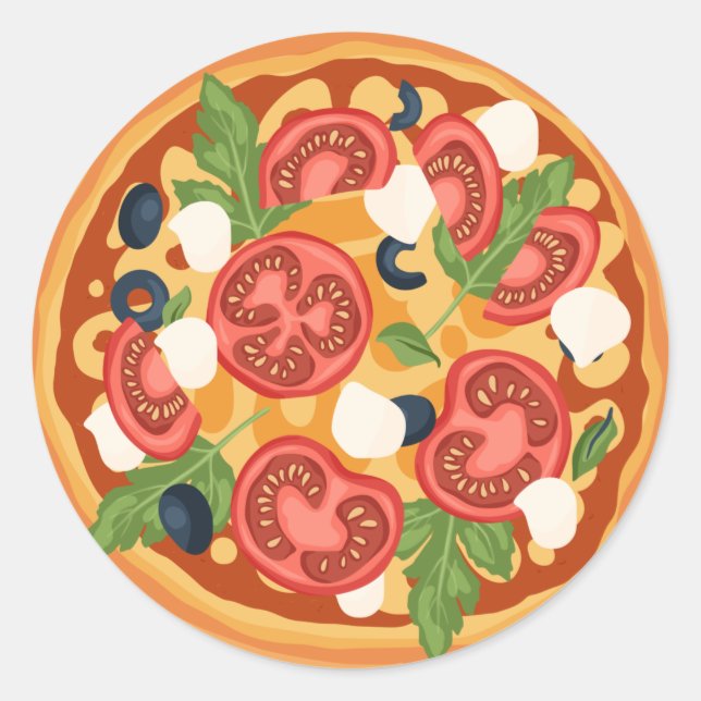 cute pizza lovers food classic round sticker (Front)