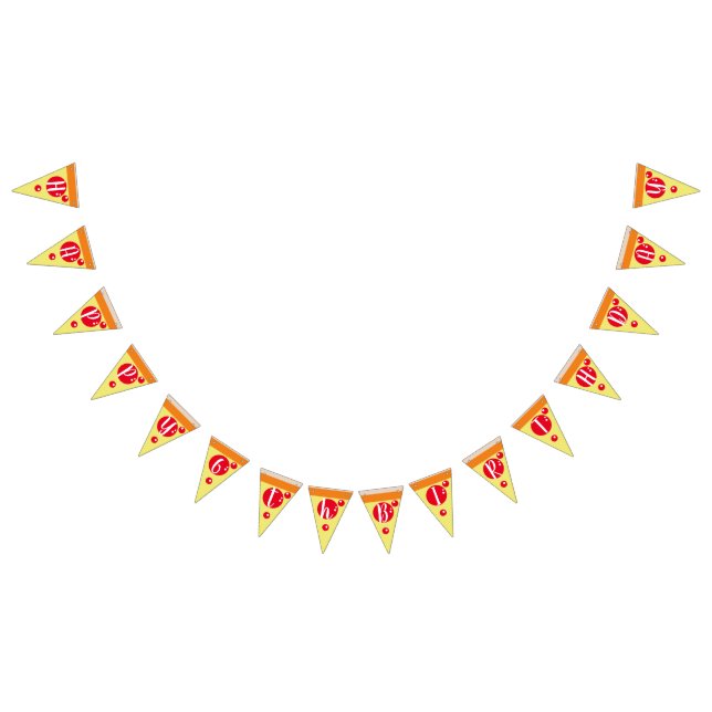 Cute Pizza Meat Slices Birthday  Bunting Flags (All)