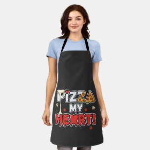 Cute Pizza My Heart Funny Foodie Pun for Pizza Apron