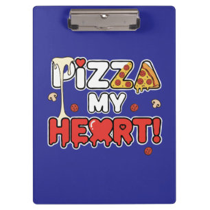 Cute Pizza My Heart Funny Foodie Pun for Pizza Clipboard