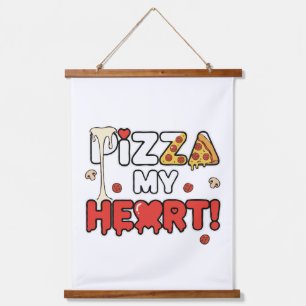 Cute Pizza My Heart Funny Foodie Pun for Pizza  Hanging Tapestry