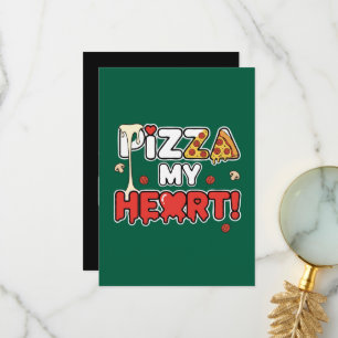 Cute Pizza My Heart Funny Foodie Pun for Pizza Thank You Card