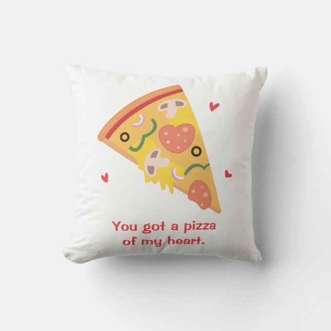Cute Pizza of my Heart Funny Pun Cushion (Front)