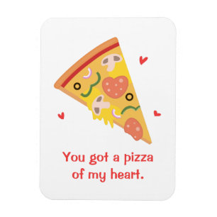 Cute Pizza of my Heart Pun Love Humour Magnet
